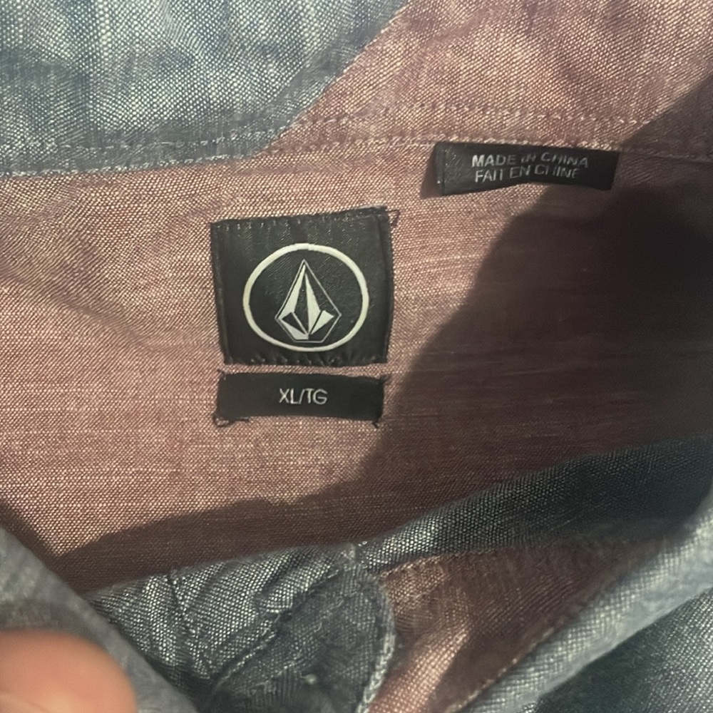 Volcom Chambray Button Down Medium Grey Size Xl - image 2